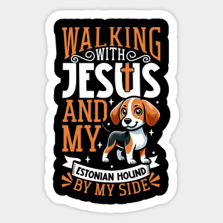 Jesus and dog - Estonian Hound Sticker